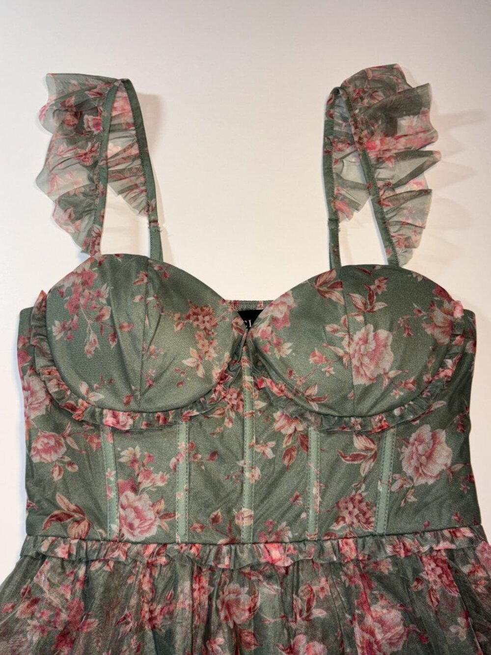 VICI Floral Corset Tiered Mesh Maxi Dress Cottagecore Fairycore Romantic Medium - Picture 4 of 10